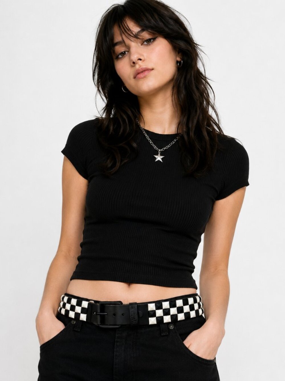 ❤️ 5/$25World Industries Black & White Pyramid Studded‎ Belt NWT Multiple Sizes